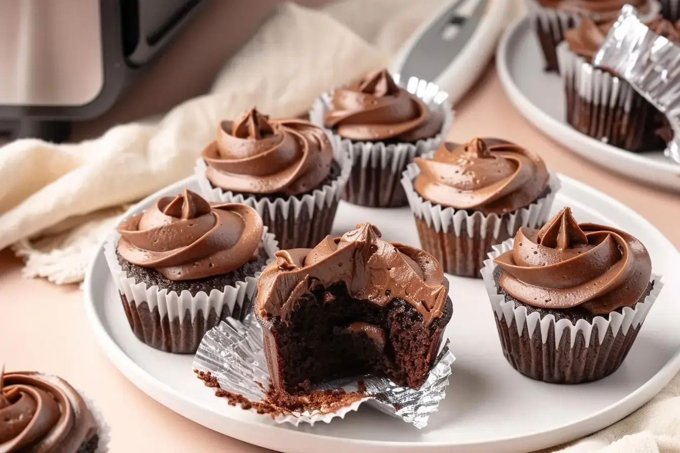 Air Fryer Chocolate Cupcakes —Mini Cakes in Half the Time