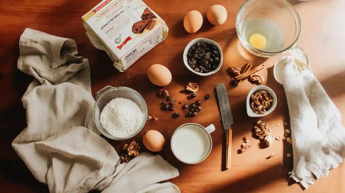 chocolate-cake-mix-bread-Recipe-ingredients-Image chocolate cake mix bread ingredients for quick baking recipes with few ingredients.featured-ingredients