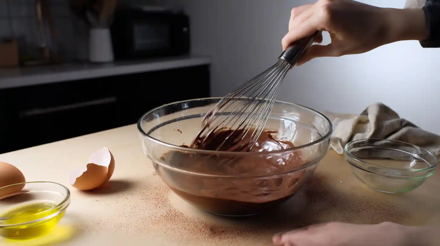 mixing-chocolate-lava-cake-batter Mixing chocolate lava cake batter low-effort baking recipes and quick chocolate desserts