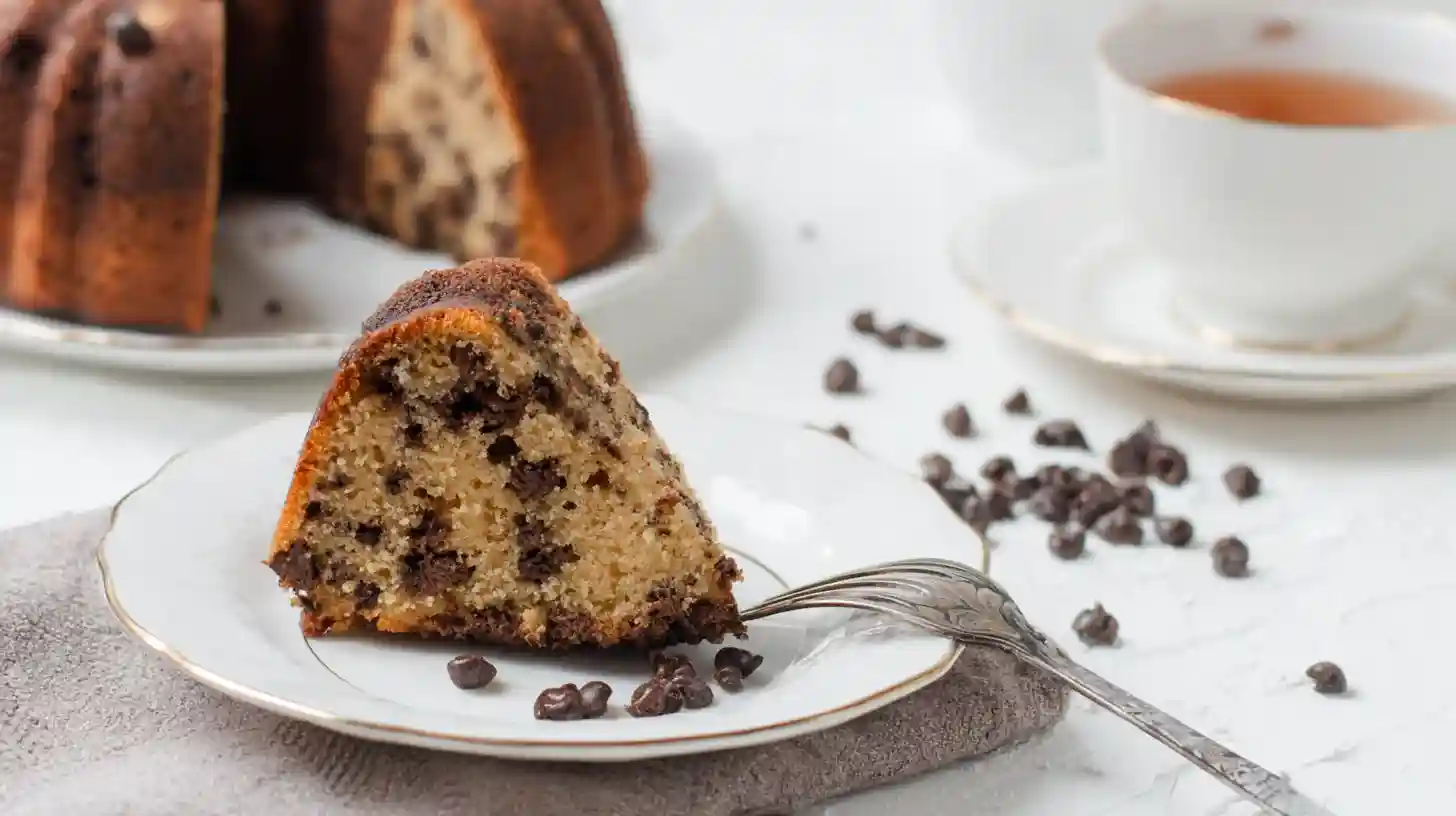 slice-of-chocolate-chip-bundt-cake-Recipe slice of chocolate chip bundt cake Recipe with chips