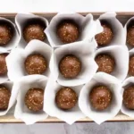 Meal-prepped no bake protein bites in container
