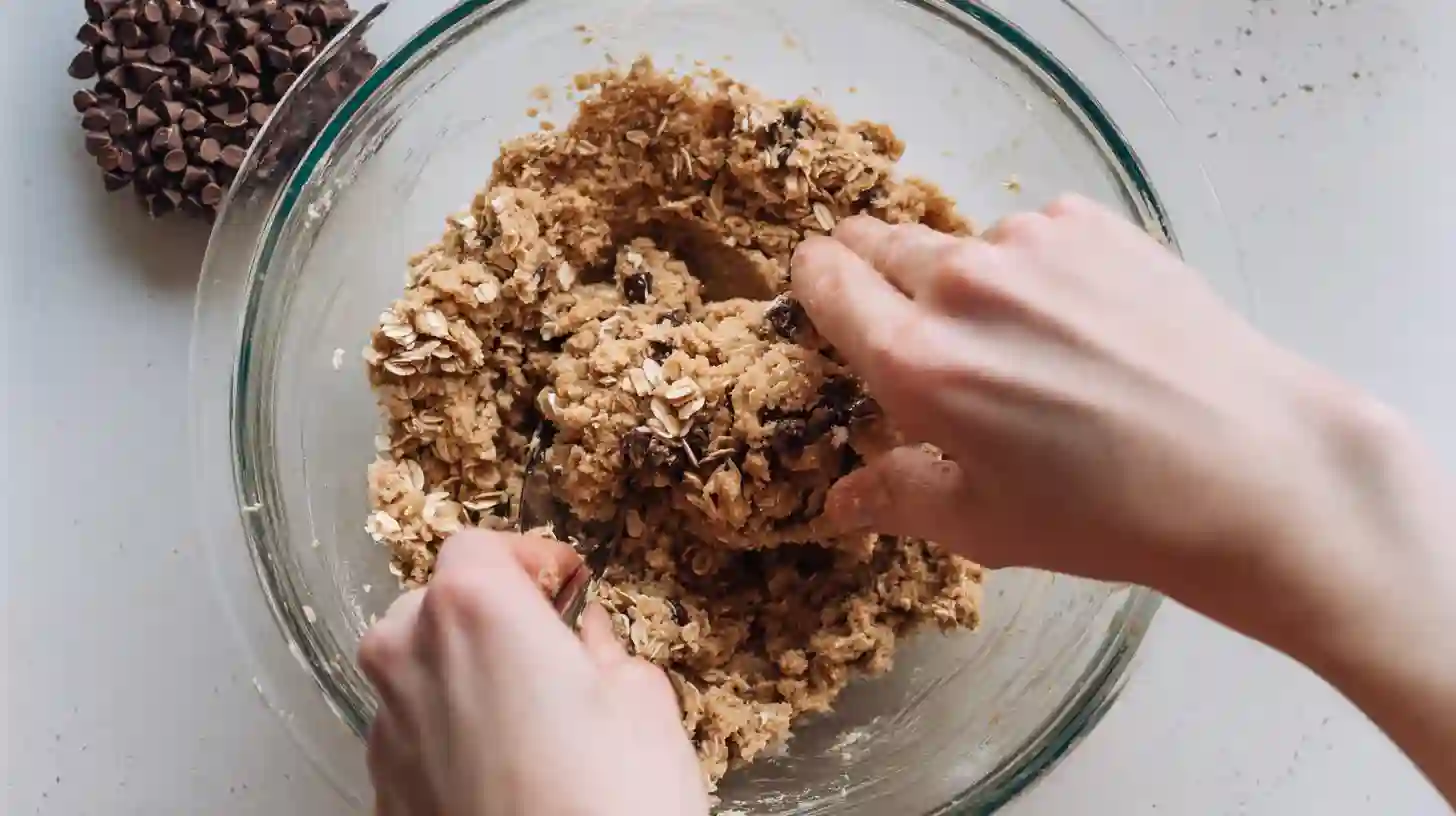 mixing-gluten-free-protein-balls Mixing dough for gluten free protein balls