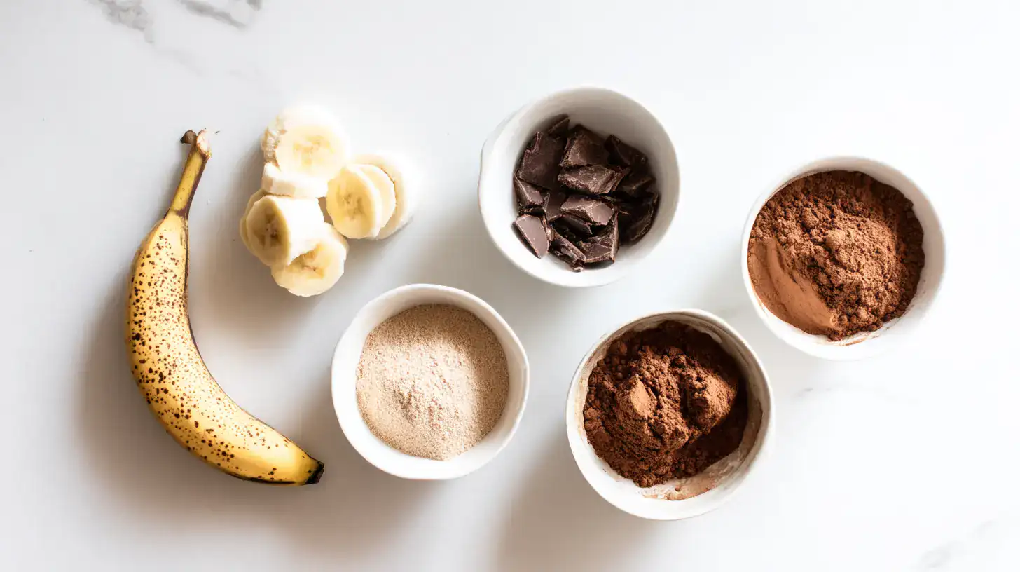 protein-brownies-ingredients Protein brownie ingredients on white coun