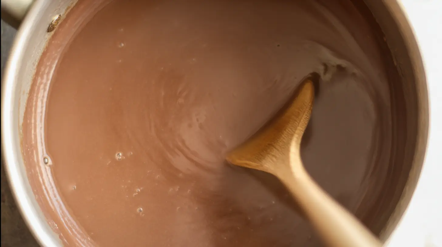 stirring-protein-no-bake-cookie-mixture Melting peanut butter chocolate mixture for cookies