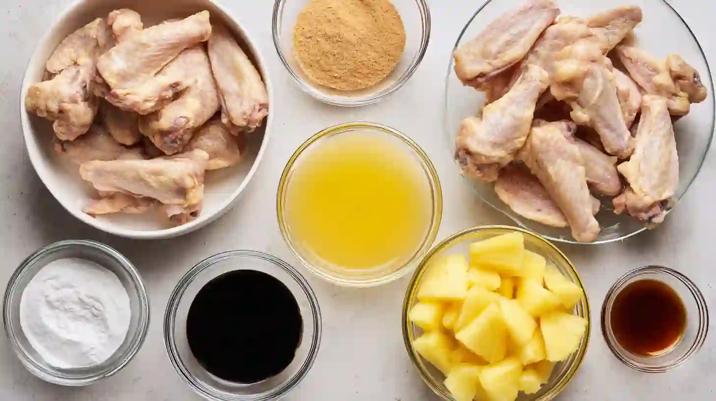 Best-brown-sugar-pineapple-wings-Chicken-ingredients Best brown sugar pineapple wings Chicken ingredients on kitchen counter
