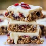 stack of chilled cranberry No-Bake White Chocolate Cranberry Oat Clusters