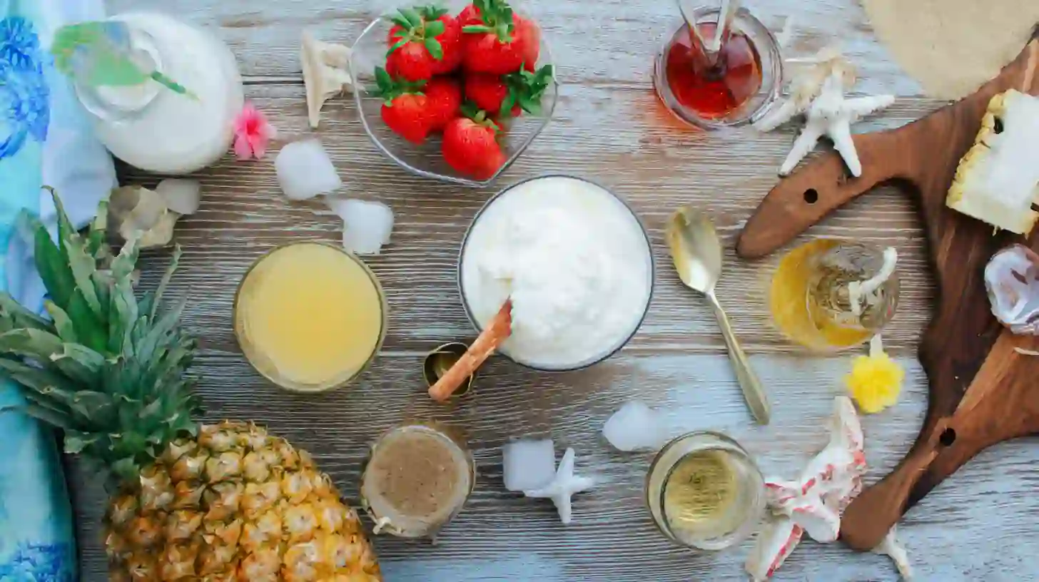 Strawberry-Piña-Colada-Lava-Flow-ingredients ingredients for strawberry piña colada lava flow