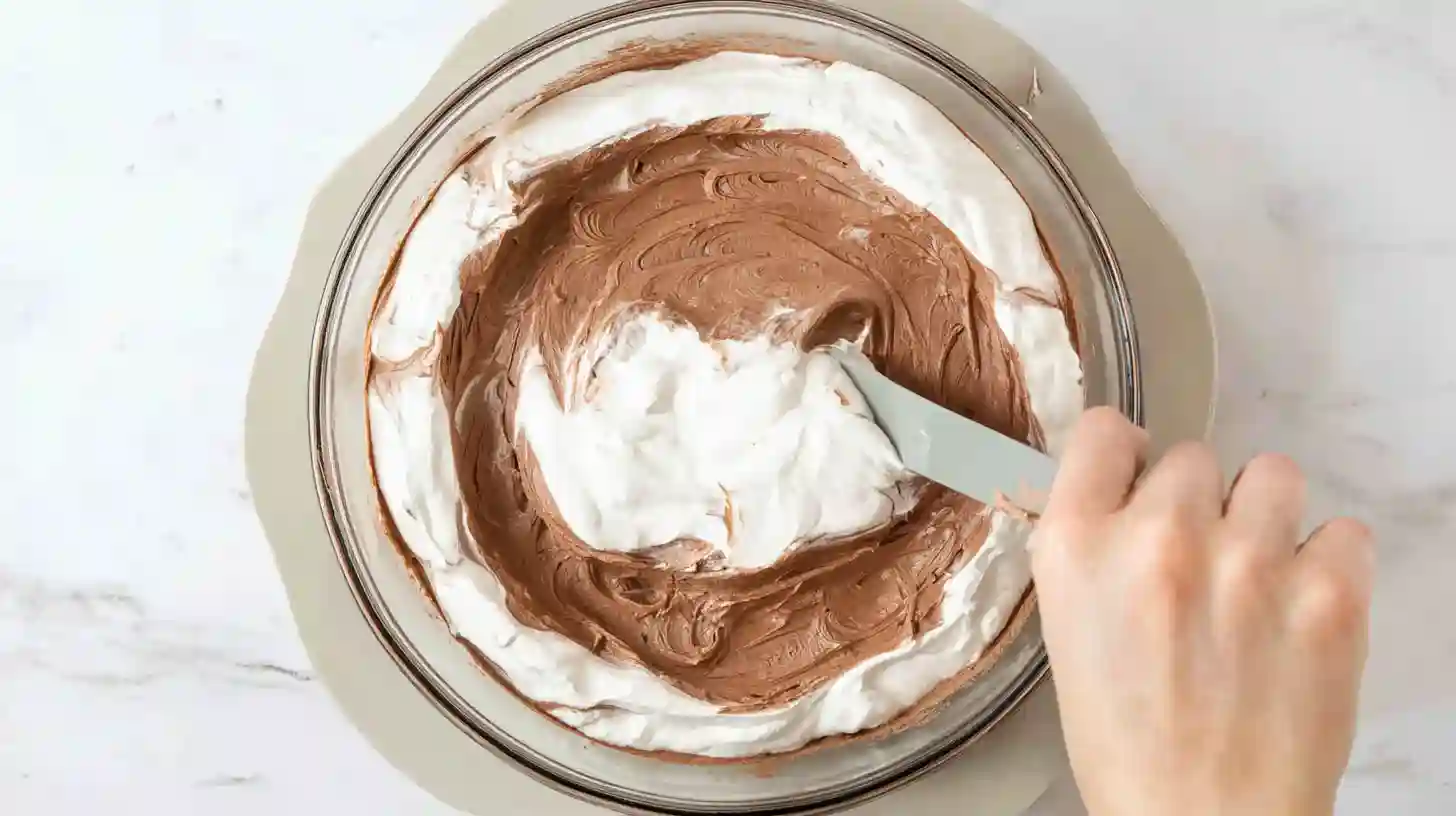 assembling-cheesecake-dessert-bowl layering Choco-Chill Cheesecake Ice Cream Bliss filling and whipped cream in bowl