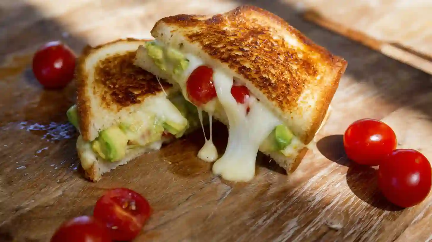 Avocado Mozzarella and Tomato Grilled Cheese – Fresh & Gooey