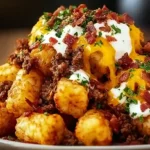 Bacon Cheeseburger Stuffed Tater Tot Cones loaded tater tots with melted cheese and bacon