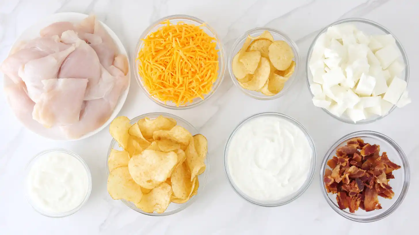 bacon-ranch-chicken-casserole-ingredients Ingredients for Bacon Ranch Chicken Casserole