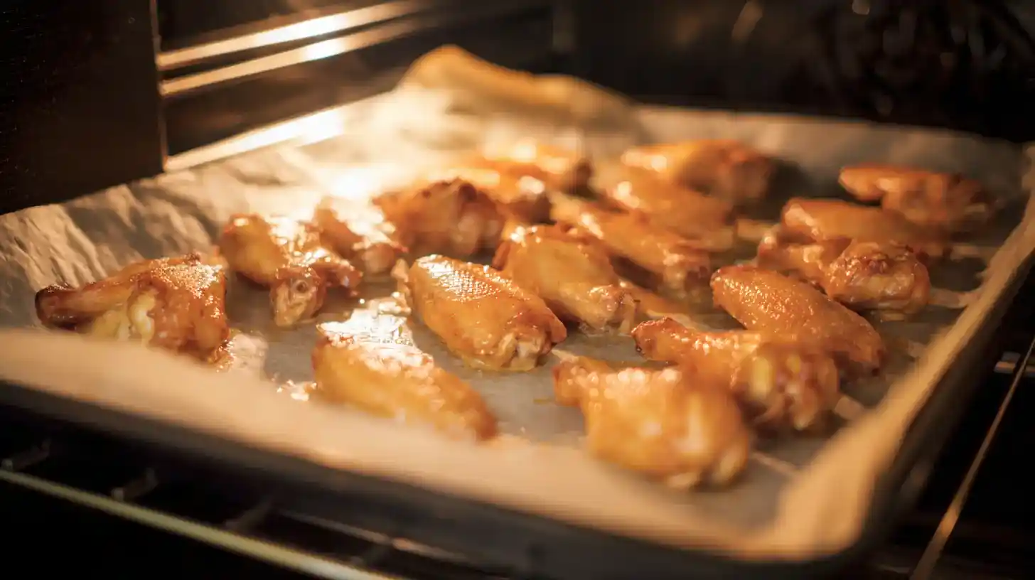 baking-brown-sugar-wings brown sugar pineapple wings baking in oven