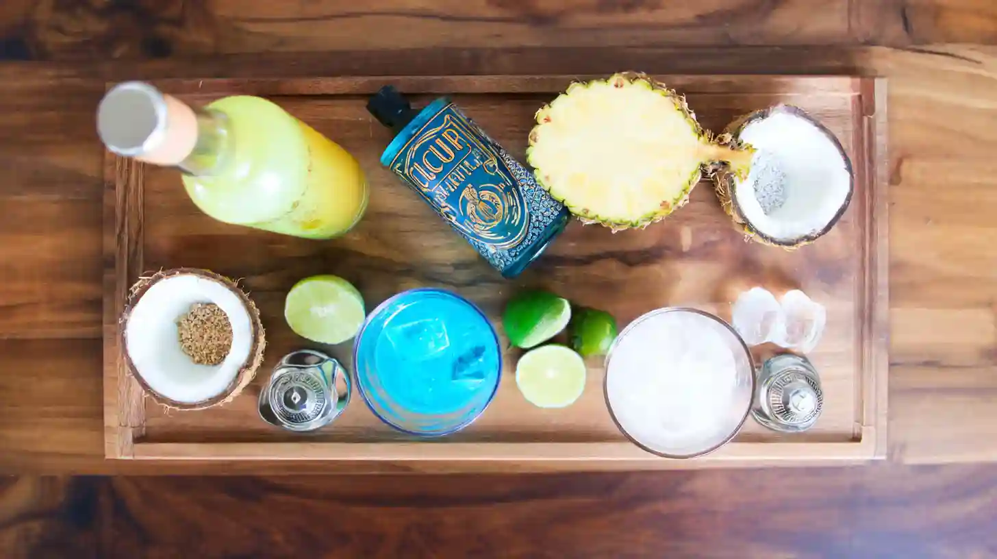 bikini-bottom-punch-shot-ingredients ingredients for bikini bottom punch shot on tray