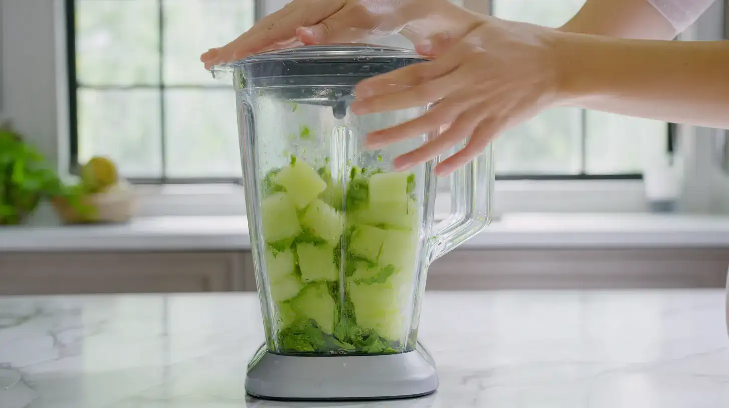 blending-honeydew-mint-tea blending honeydew and mint for iced tea