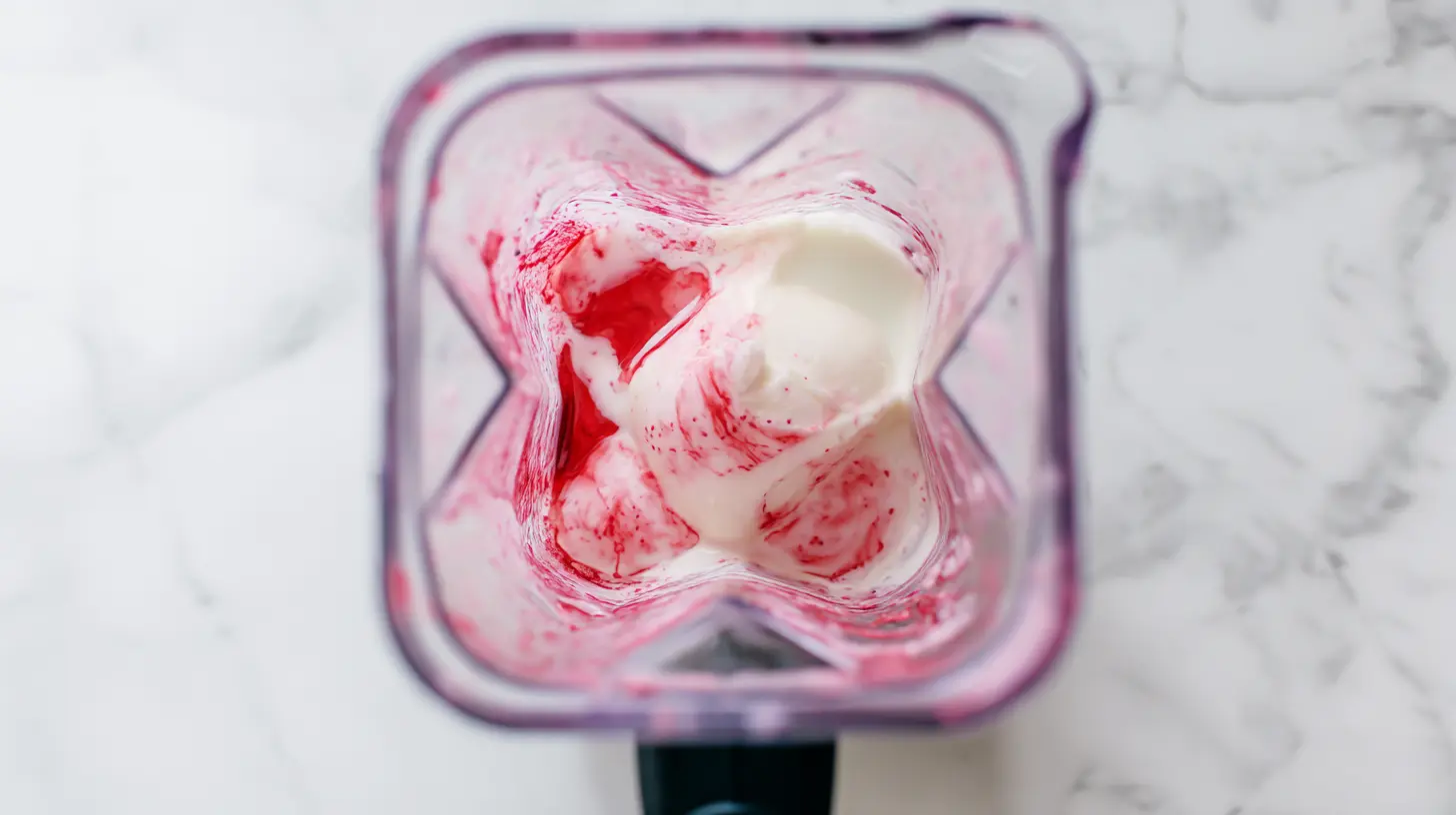 blending-pink-candy-freakshakes blending vanilla ice cream, milk, and strawberry syrup for freakshake