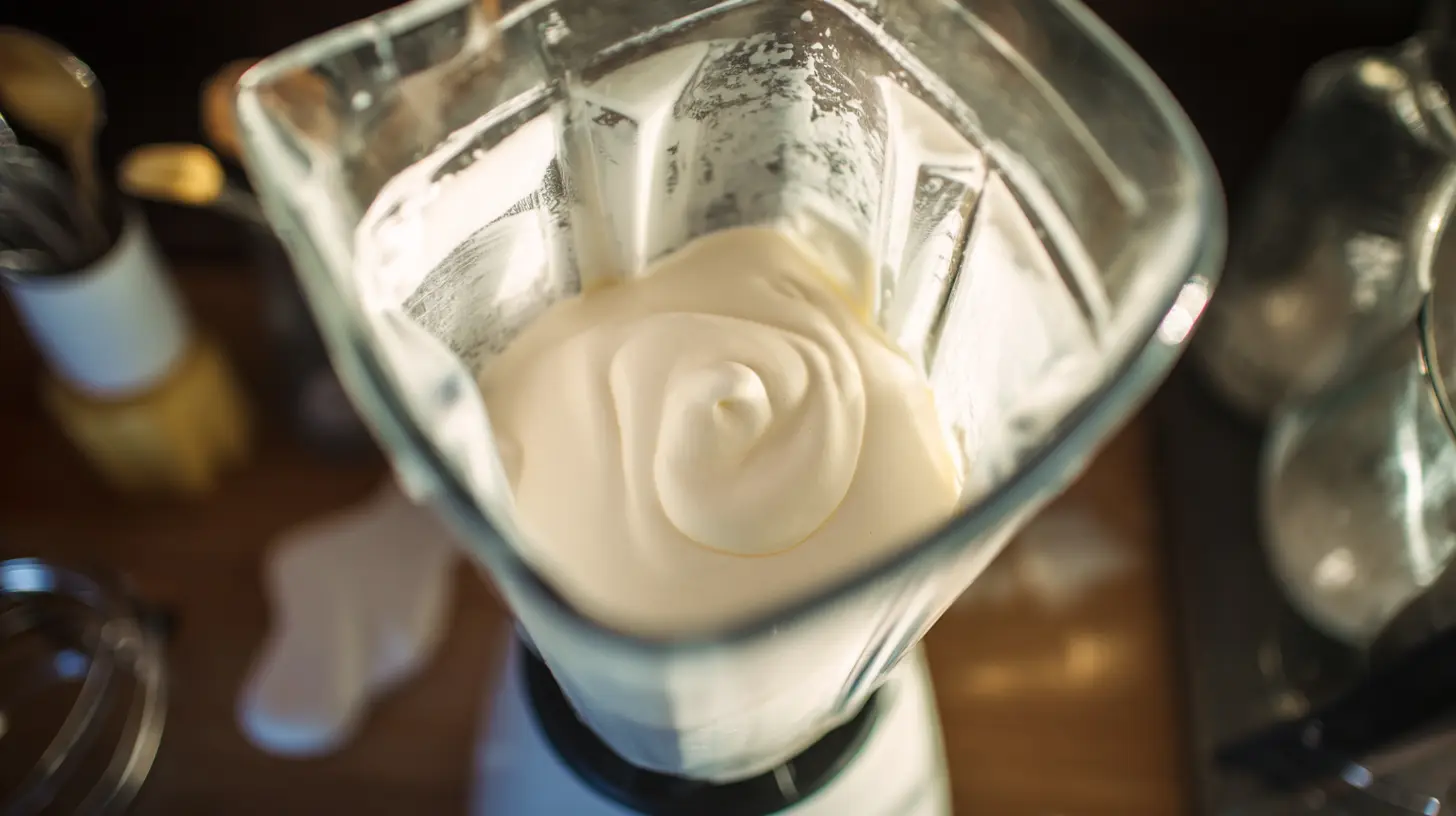 blending-smores-shake-base Blending vanilla ice cream, milk, and marshmallow fluff for shake