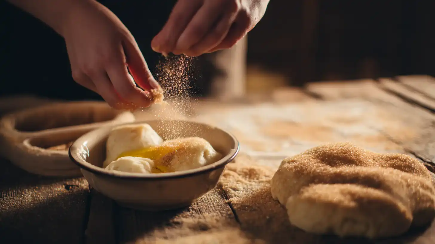 butter-coat-biscuits-cinnamon-sugar Dipping biscuits in butter and coating with cinnamon sugar