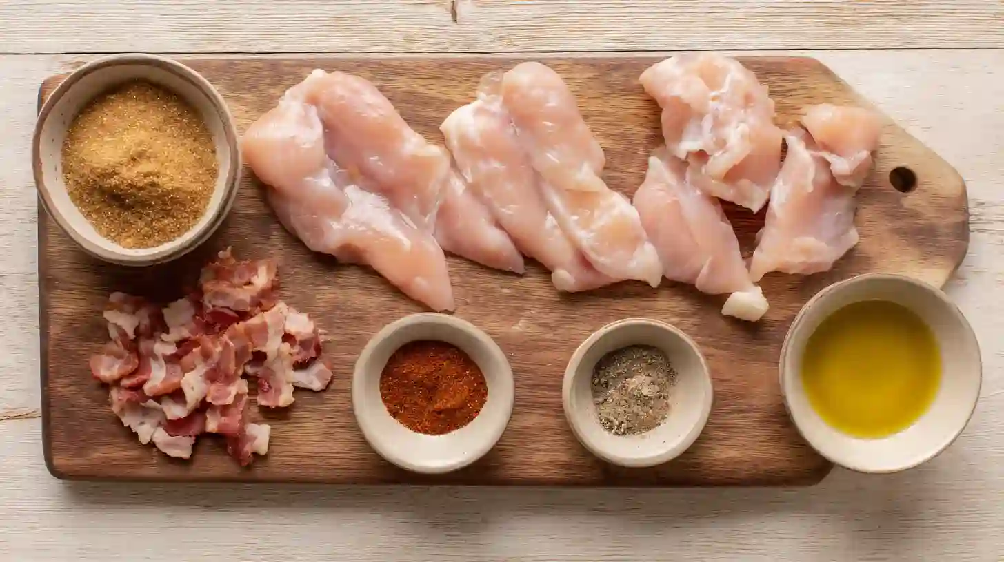 caramelized-bacon-and-brown-sugar-chicken-Tenders-ingredients Ingredients for Caramelized Bacon and Brown Sugar Chicken Tenders