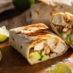 Chicken Avocado Ranch Burritos with Lime Wedges served fresh