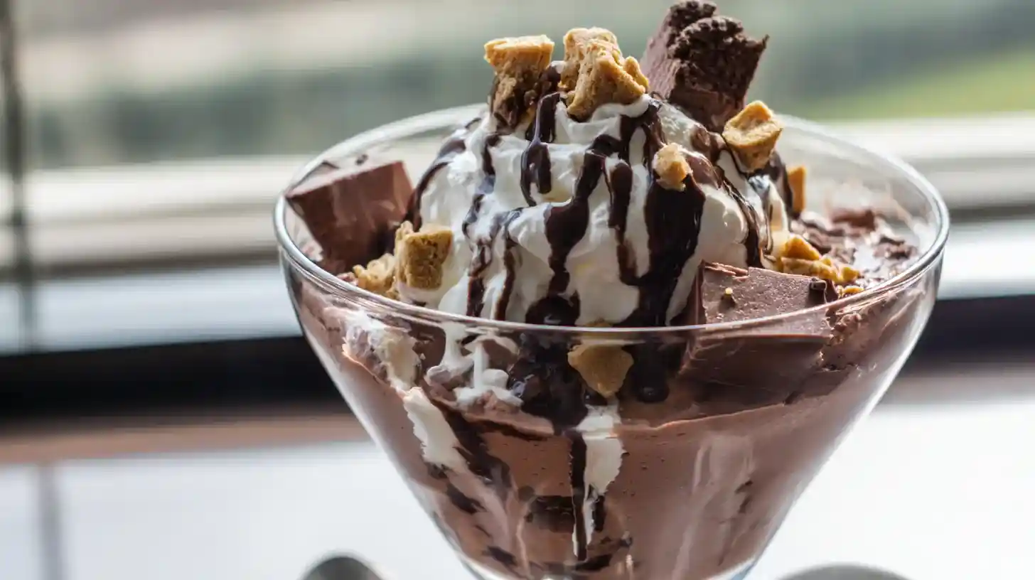 choco-chill-cheesecake-Ice-Cream-Bliss-served served Choco-Chill Cheesecake Ice Cream Bliss dessert with toppings