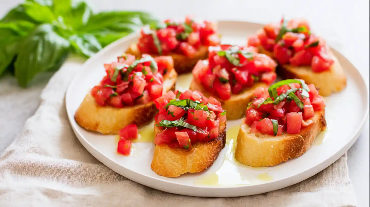 classic-italian-bruschetta-recipe-served Finished Classic Italian Bruschetta Recipe ready to serve