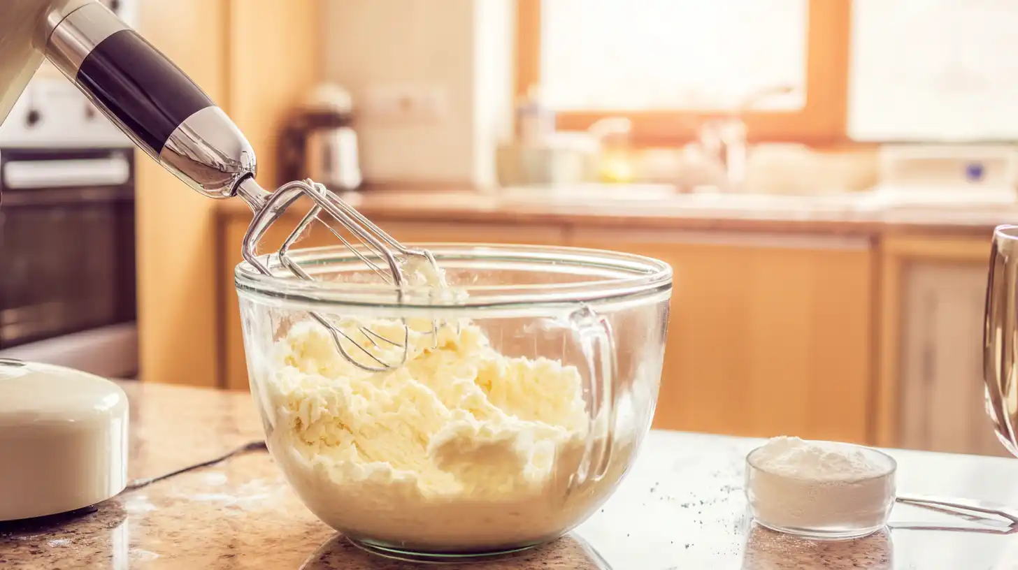 creaming-butter-sugar-pound-cake-recipe Mixing butter and sugar for pineapple strawberry pound cake – quick dessert recipe for busy families