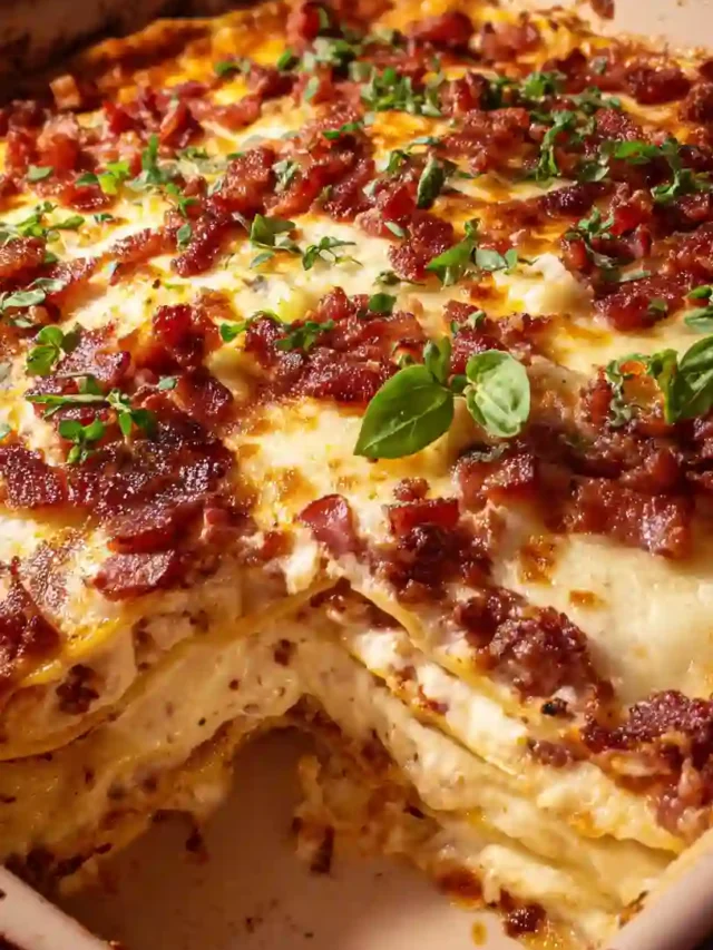 Four-Cheese Garlic Bacon Lasagna