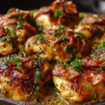 Easy Bacon Butter Chicken Skillet in cast iron pan