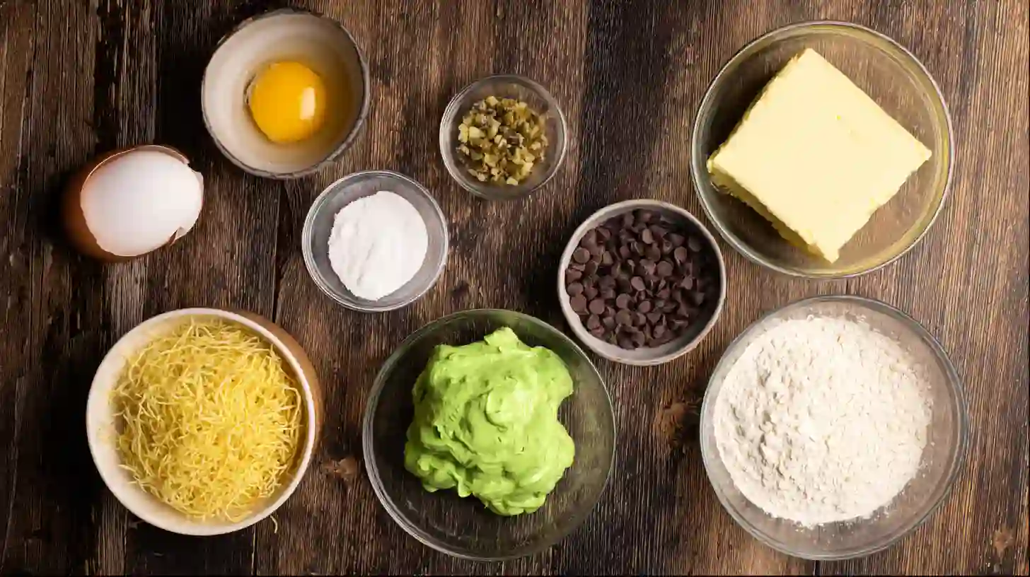 easy-dubai-style-chocolate-cookie-pie-ingredients-authentic Ingredients for Easy Dubai Style Chocolate Cookie Pie with pistachio crème and kataifi