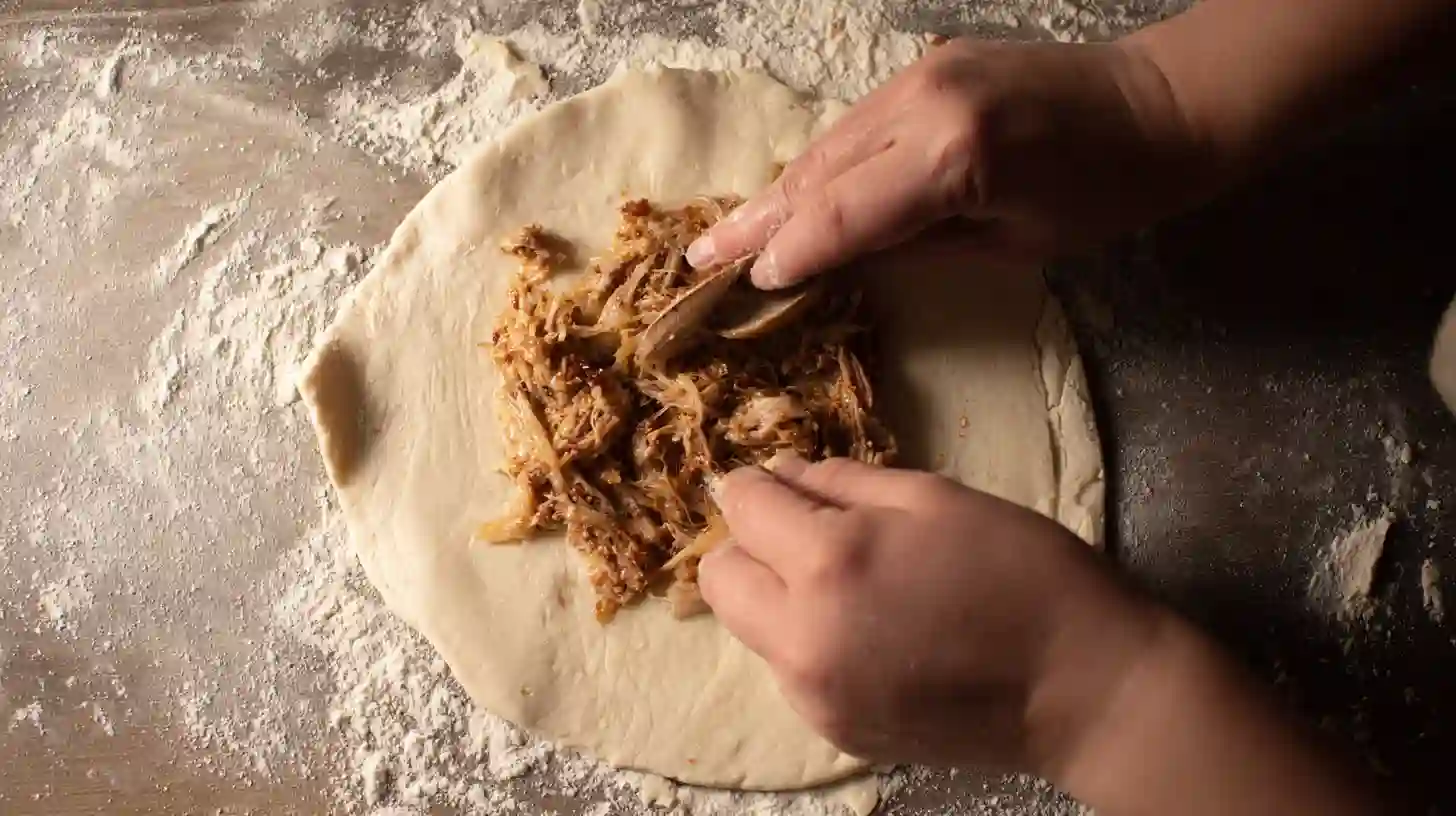 filling-biscuit-dough-brisket-cheese Filling biscuit dough with brisket and beer cheese