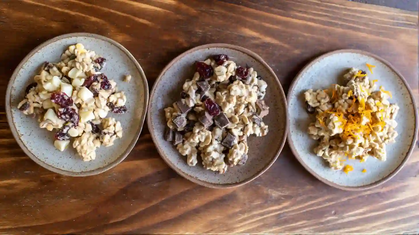 flavor-variations-no-bake-white-chocolate-cranberry-oat-clusters Flavor variations of No-Bake White Chocolate Cranberry Oat Clusters – classic holiday white chocolate desserts, dark chocolate cherry clusters, and orange zest Christmas cranberry dessert recipe