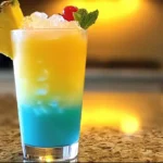 island breeze bomb shot dropped into tropical cocktail