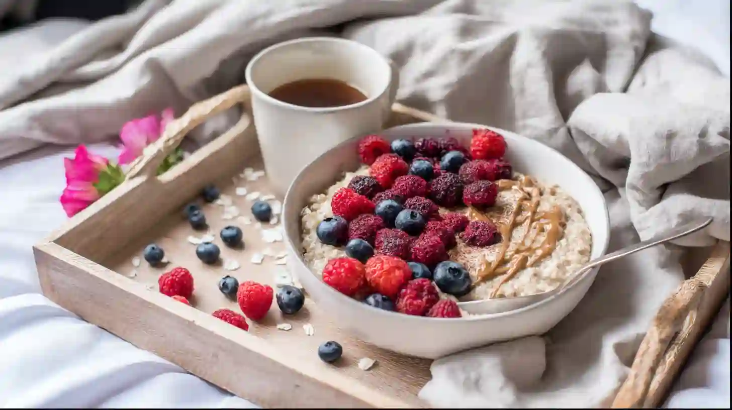 keto-oatmeal-serving Oatmeal served with almond butter, berries, and coconut