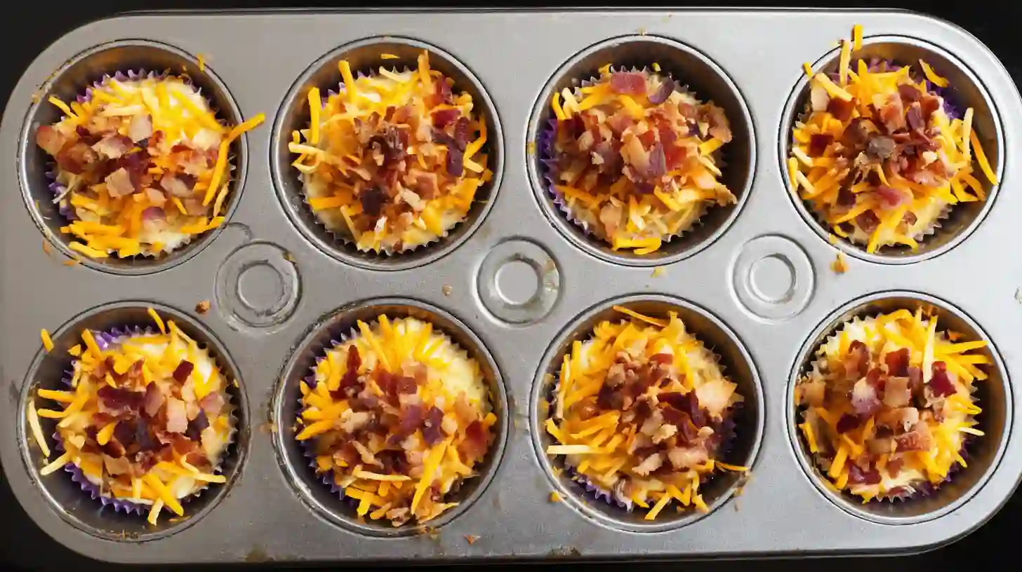 mini-casserole-topped-with-bacon-and-chips Mini casseroles ready to bake with cheese, bacon, and chips