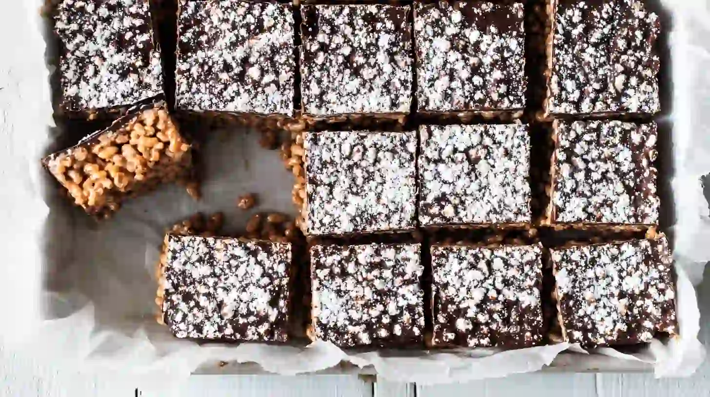 muddy-buddy-rice-krispies-recipe-served Muddy Buddy Rice Krispies Recipe dessert squares served on plate