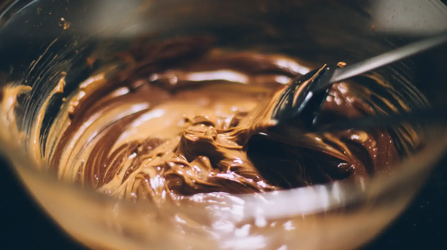 muddy-buddy-rice-krispies-recipe-step1 Chocolate and peanut butter mixture for Muddy Buddy Rice Krispies Recipe