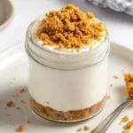 Chilled no bake protein cheesecake in serving jar