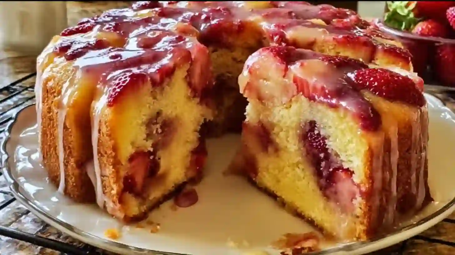 pineapple-strawberry-pound-cake-featured1 Fresh pineapple strawberry pound cake on plate