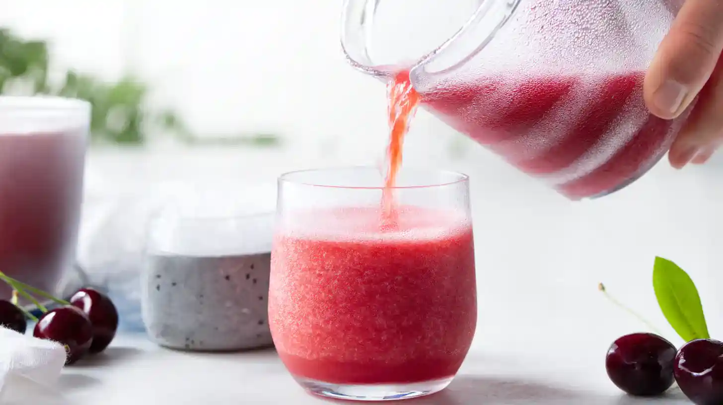 pouring-rum-coke-slushie-into-glass pouring best cherry rum and coke slushie into glass