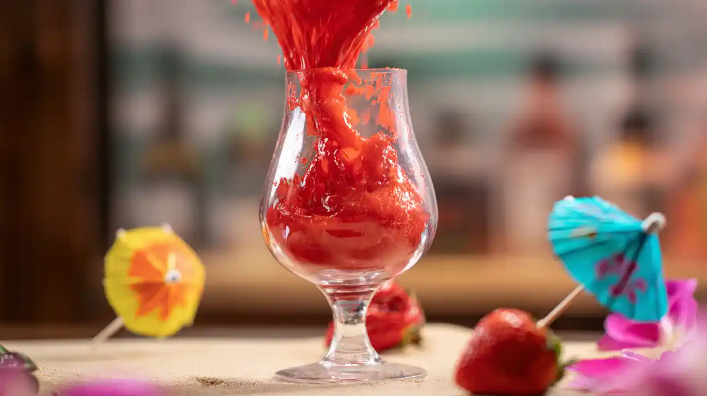 pouring-strawberry-lava-flow pouring strawberry lava layer into glass