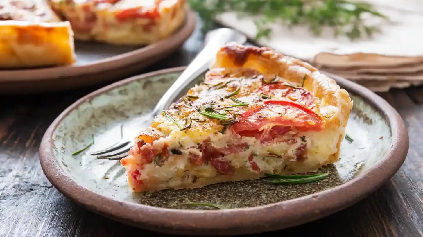 serving-slice-of-Comforting-Bacon-onion-tomato-pie Serving a slice of Comforting Bacon Onion Tomato Pie