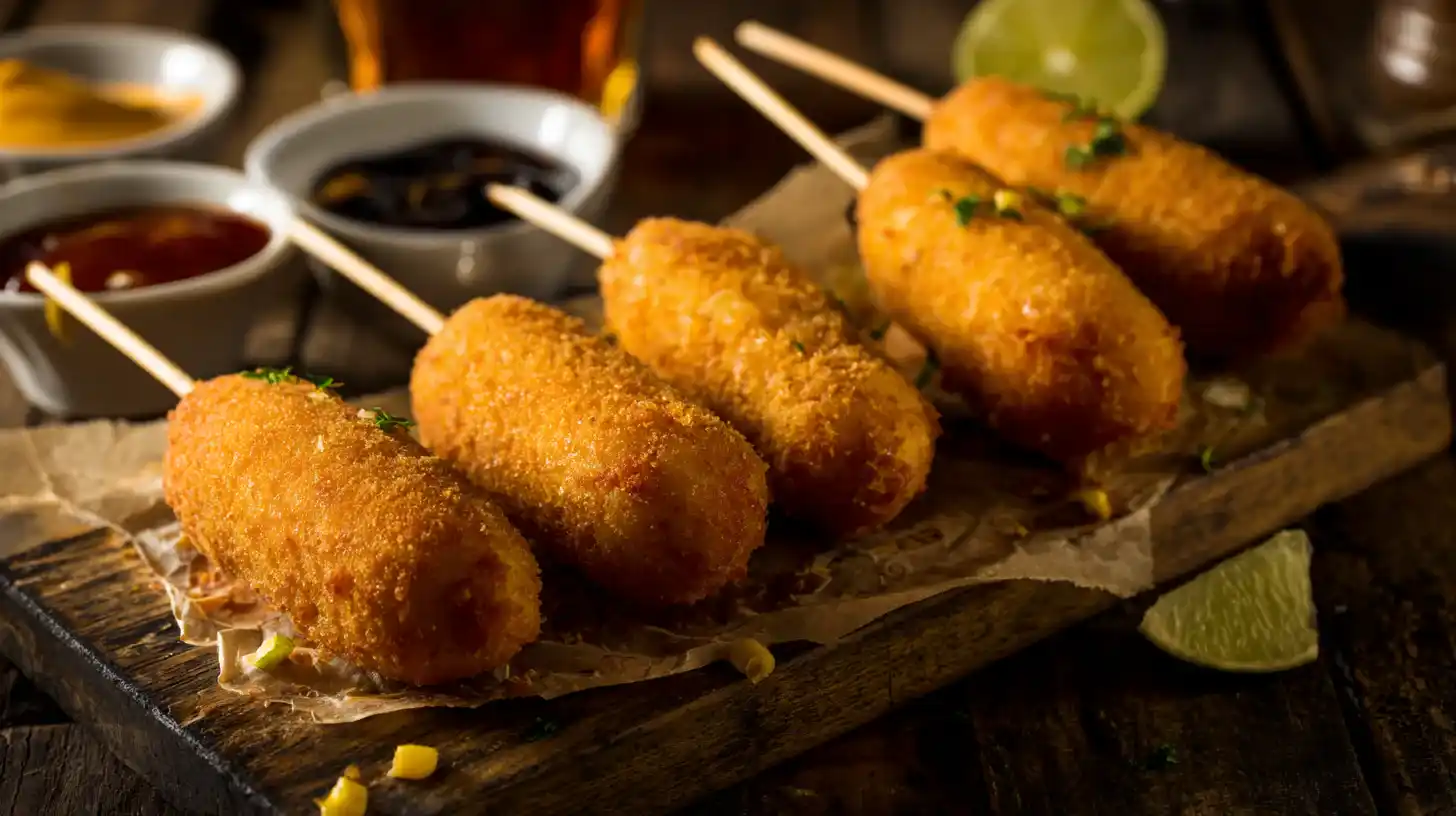 Shrimp and Crab Nacho Bomb Corn Dogs Recipe: Golden, Gooey, Perfect