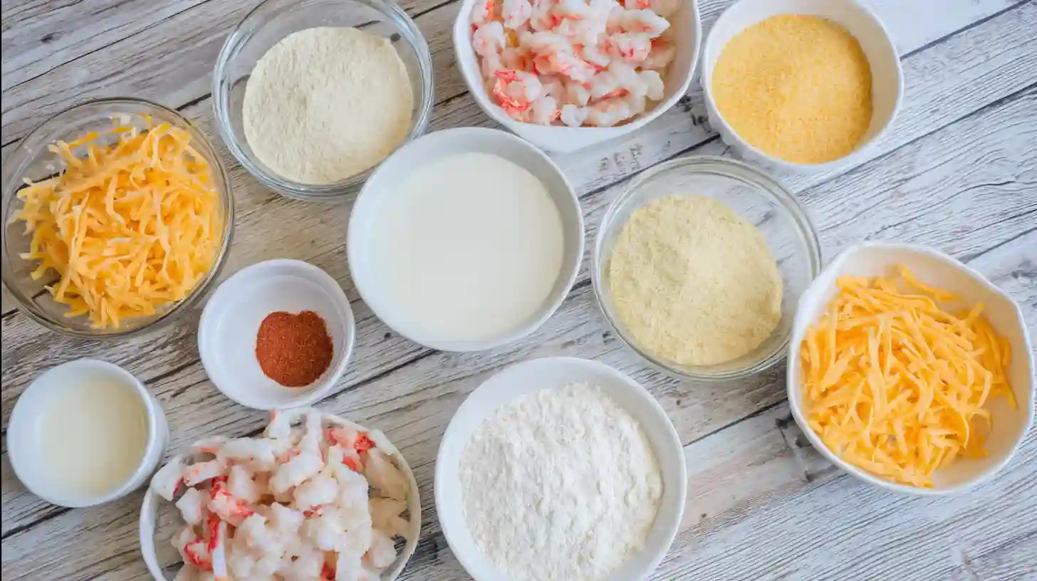 shrimp-and-crab-Nacho-Bomb-corn-dogs-Recipe-ingredients Ingredients for Shrimp and Crab Nacho Bomb Corn Dogs Recipe