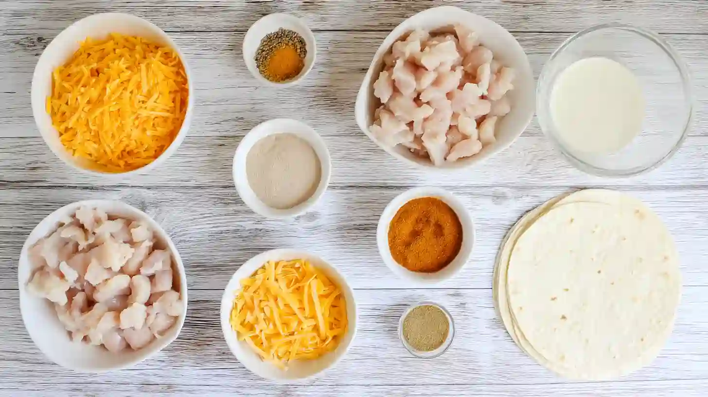 simple-cheesy-garlic-chicken-wraps-ingredients Ingredients laid out for Simple Cheesy Garlic Chicken Wraps