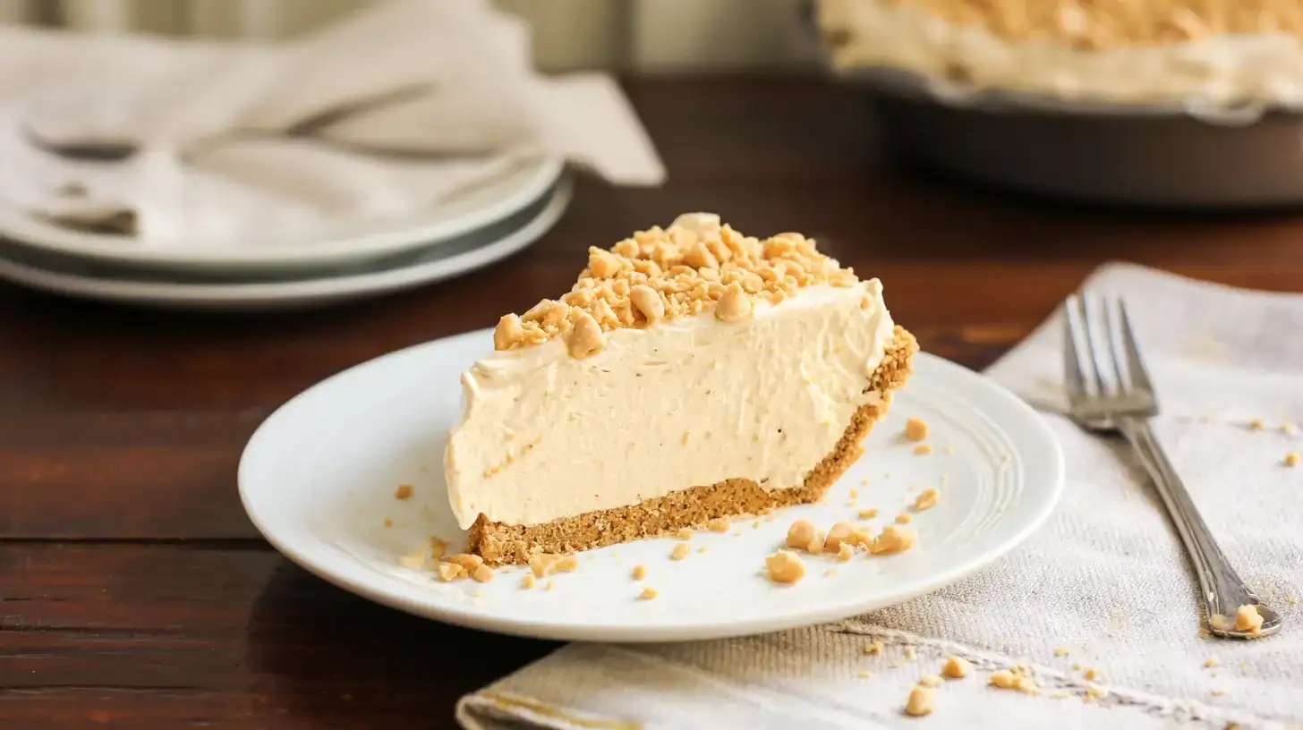 slice-of-amish-peanut-butter-cream-pie-Recipe Slice of Amish Peanut Butter Cream Pie Recipe on a plate