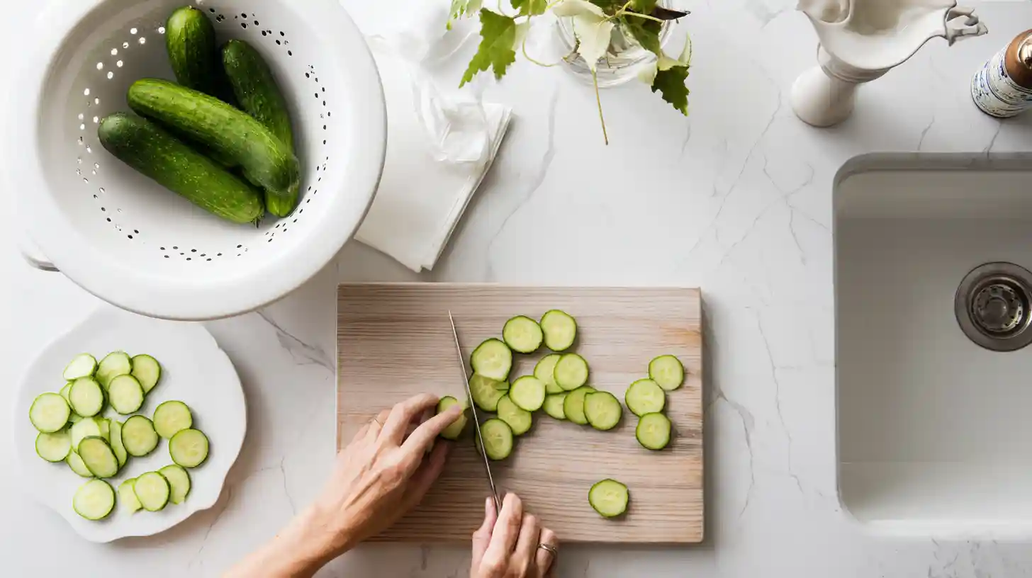 slicing-cucumbers-cucumber-ranch-crack-salad-recipes Slicing cucumbers for Cucumber Ranch Crack Salad Recipes – a refreshing gluten-free salad idea for healthy summer eating