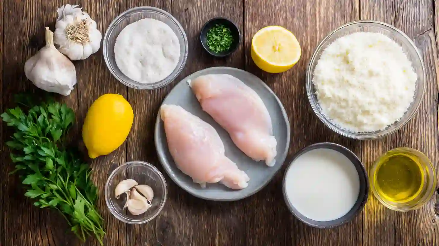southern-chicken-scampi-with-Creamy-Parmesan-Grits-ingredients Ingredients for Southern Chicken Scampi with Creamy Parmesan Grits