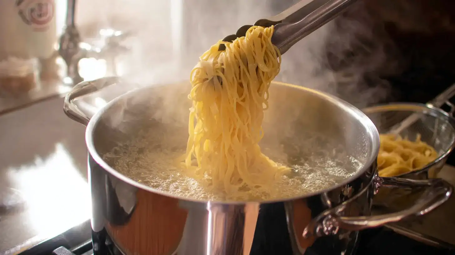 step-cook-lasagna-noodles-al-dente Boiling lasagna noodles until al dente and tossing with olive oil