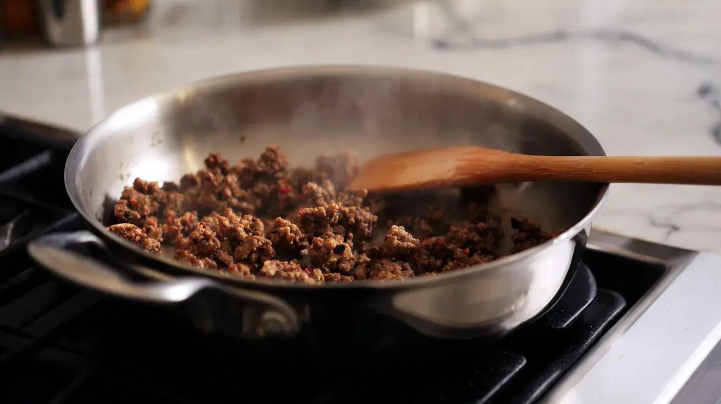 step1-browning-meat-million-dollar-lasagna browning ground beef and sausage for Best Million Dollar Lasagna Recipe