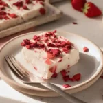 Strawberry cheesecake protein bars served on plate